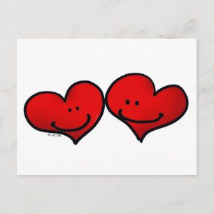 Twee hartjes in liefde briefkaart
