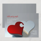 Twee Hartpuzzelstukken Uitnodiging (Voorkant / Achterkant)