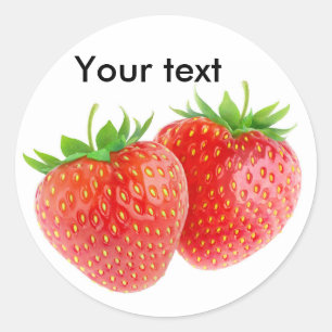 Twee hartvormige aardbeien ronde sticker