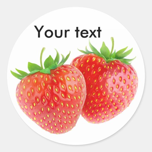 Twee hartvormige aardbeien ronde sticker (Voorkant)