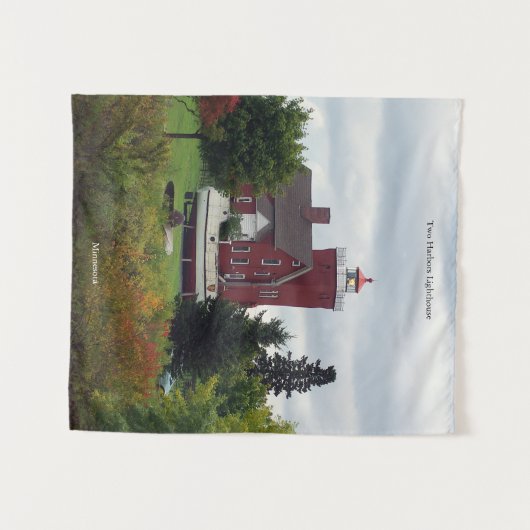 Twee haven vuurtoren & boot tapijt wandkleed (Voorkant (horizontaal))