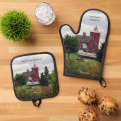 Twee havens en boot ovenwant & pannenlap set (Top down)