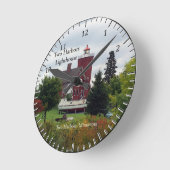 Twee havenvuurtoren en bootklok ronde klok (Hoek)