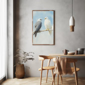 Twee haviken op een tak tegen een heldere hemel poster