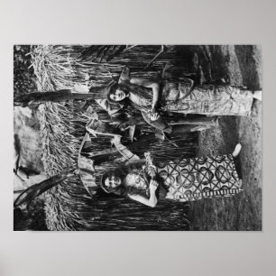 Twee Hawaiiaanse vrouwen met Ukalalees foto Poster