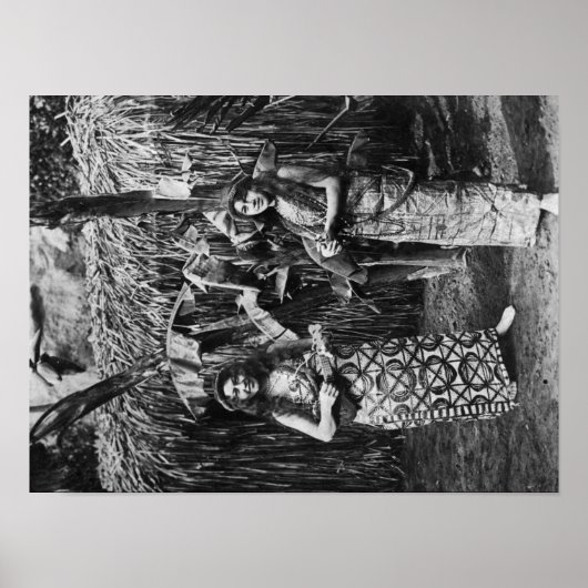 Twee Hawaiiaanse vrouwen met Ukalalees foto Poster (Voorkant)