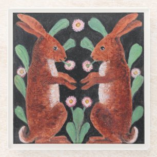 Twee hazen door William Bell Scott Glazen Onderzetter