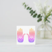 Twee Healing Hands Heart Hamsa Colorful Gepersonal Vierkante Visitekaartje (Staand voorkant)