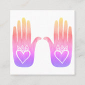 Twee Healing Hands Heart Hamsa Colorful Gepersonal Vierkante Visitekaartje (Voorkant)