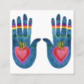 Twee Healing Hands Waterverf Boho QR Code Vierkante Visitekaartje (Voorkant)