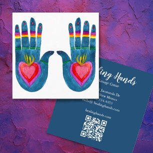 Twee Healing Hands Waterverf Boho QR Code Vierkante Visitekaartje