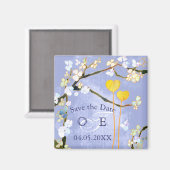 Twee Hearts Blue Wedding Save the Date Magneet (Voorkant / Achterkant)