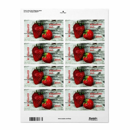 Twee heerlijke aardbeien jam label (Full Sheet)