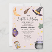 Twee heksen brouwen meisje halloween Baby shower Kaart (Voorkant)