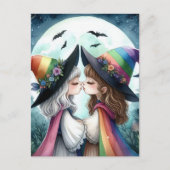 Twee heksen kussen trots serie briefkaart (Voorkant)