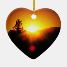 Twee helder oranje zonsondergangen keramisch ornament