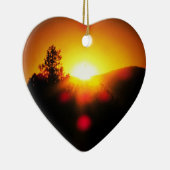 Twee heldere Oranje Zonsondergangen Keramisch Ornament (Rechts)