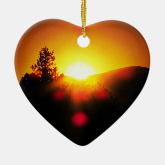 Twee heldere Oranje Zonsondergangen Keramisch Ornament (Voorkant)