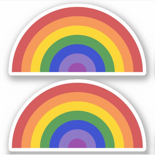 Twee heldere Rainbow LGBTQ Pride Sticker (Voorkant)