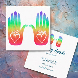 Twee helende handen harten Hamsa Rainbow Gepersona Vierkante Visitekaartje