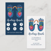 Twee helende handen regenboogWaterverf 5 Klantenkaartje (Voorkant / Achterkant)