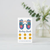 Twee helende handen regenboogWaterverf 5 Klantenkaartje (Staand voorkant)