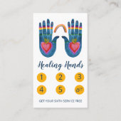 Twee helende handen regenboogWaterverf 5 Klantenkaartje (Voorkant)