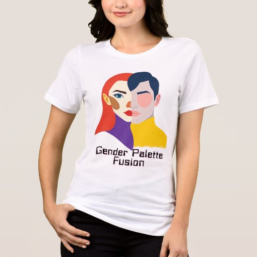 Twee helften, één geheel: genderfluïde kunst Tri-Blend shirt (Voorkant)