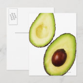 Twee helften van een avocado, wit briefkaart (Voorkant / Achterkant)
