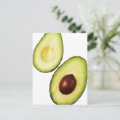 Twee helften van een avocado, wit briefkaart (Staand voorkant)