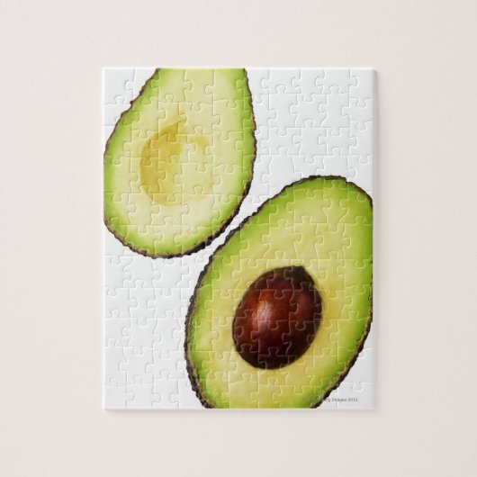 Twee helften van een avocado, wit legpuzzel (Verticaal)