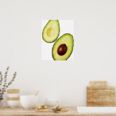 Twee helften van een avocado, wit poster (Keuken)