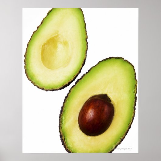 Twee helften van een avocado, wit poster (Voorkant)