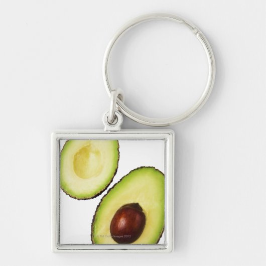 Twee helften van een avocado, wit sleutelhanger (Voorkant)