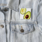 Twee helften van een avocado, wit vierkante button 5,1 cm (In situ)