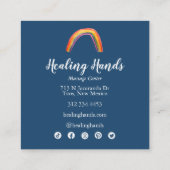 Twee hellende Hands Rainbows Social Media Icons Vierkante Visitekaartje (Achterkant)