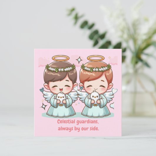 Twee Hemelse Beschermers Kaart (Staand voorkant)