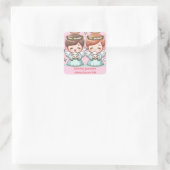 Twee hemelse bewakers vierkante sticker (Tas)