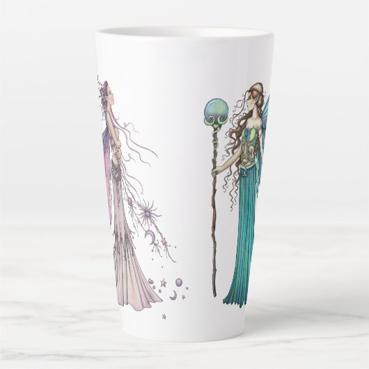 Twee hemelse feeën - Molly Harrison Art Latte Mok (Voorkant)