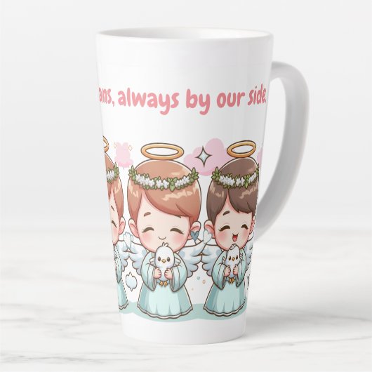 Twee hemelse wachters latte mok (Rechterhoek)