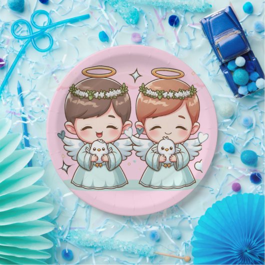 Twee hemelse wachters papieren bordje (Feest)