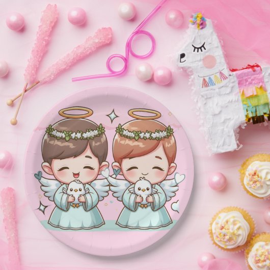 Twee hemelse wachters papieren bordje (Feest)