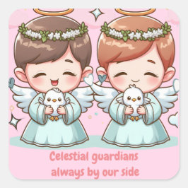 Twee hemelse wachters vierkante sticker