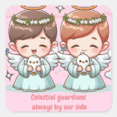 Twee hemelse wachters vierkante sticker (Voorkant)