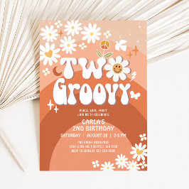Twee herfst groovy madeliefje hippie 2e retro verj kaart