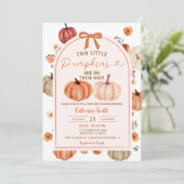 Twee Herfst Herfst Boho pompoen tweeling baby show Kaart (Staand voorkant)