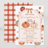 Twee Herfst Herfst Boho pompoen tweeling baby show Kaart (Voorkant / Achterkant)