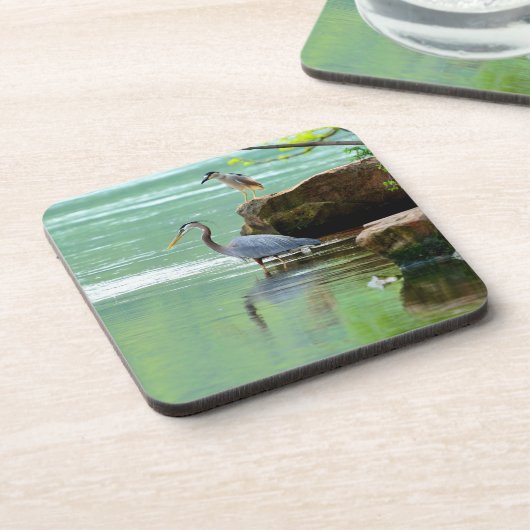 Twee Herons in de rivier Bier Onderzetter (Linkerzijde)