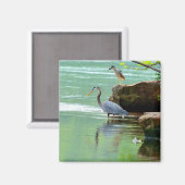 Twee Herons in de rivier Magneet (Voorkant / Achterkant)