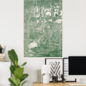 Twee Herons in een Forest Pond Poster (Thuiskantoor)